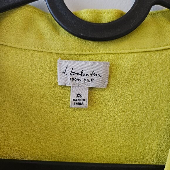 T Babaton Bergen Neon Chartreuse Silk Top - Picture 3 of 3